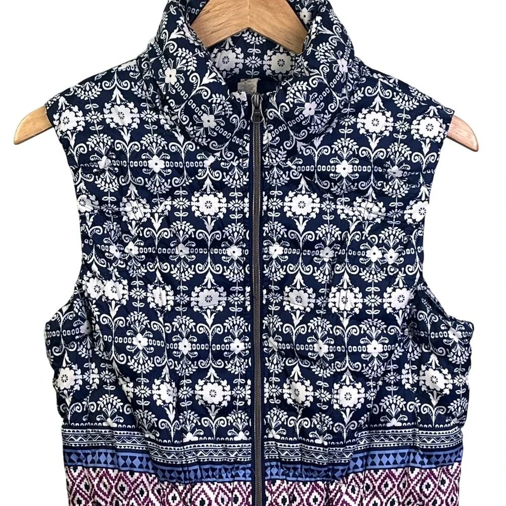 Anthropologie Pure & Good Floral Quilted Full Zip Duck Down Vest Large No Hood‎